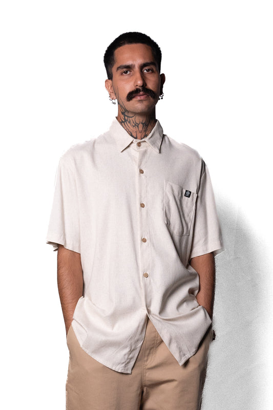 Linen shirt from chidomarca camisa clásica chido marca mexicana hecho en mexico que fusiona beachwear con streetwear camisa parte de la colección 2025 hecho en nayarit